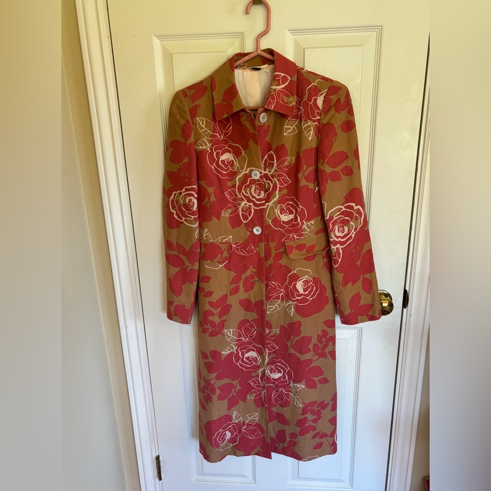 Boden Pink and Tan Floral Coat and Skirt